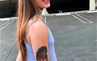 Tattooed Skater Girl Vanessa Vega in Skateboarding plus Squirting in Public