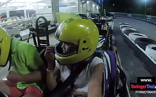 Go karting with chubby ass Thai teen amateur girlfriend and horny sex inhibit