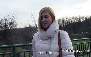 Czech student pays blonde for public sex