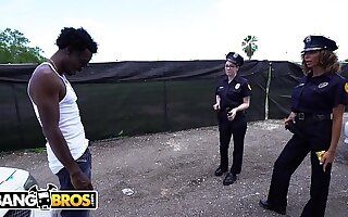 BANGBROS - Lucky Suspect Gets Tangled Up Encircling Some Lord it over Sexy Female Cops
